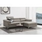 Canapé d'angle en cuir italien de luxe 5 places DILO, GRIS CLAIR, angle droit