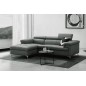 - Canapé d'angle en cuir buffle italien de luxe 5 places DILO, gris foncé, angle gauche