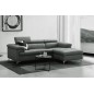 Canapé d'angle en cuir italien de luxe 5 places DILO, gris foncé, angle droit