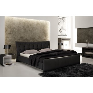 Lit en cuir italien de luxe CAMILLE, noir.