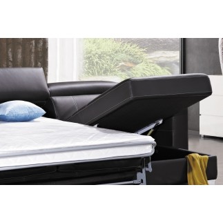 Canapé d'angle convertible en cuir de buffle italien de luxe 5 places ANTHONY, BLANC, angle droit
