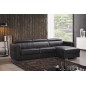 Canapé d'angle convertible en cuir de buffle italien de luxe 5 places ANTHONY, BLANC, angle droit, angle gauche