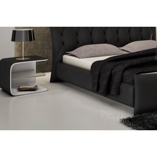 Lit en cuir italien de luxe CAMILLE, noir.