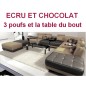 Solde de paiement de la commande: Canapé d'angle SCANDINAVIE en cuir haut de gamme italien Ecru N°435 Chocolat N°505 Angle inver