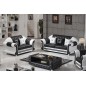 Ensemble canapé 3 places et 2 places et fauteuil en cuir italien cachette LUXOR, noir et blanc