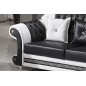 Ensemble canapé 3 places et 2 places et fauteuil en cuir italien cachette LUXOR, noir et blanc