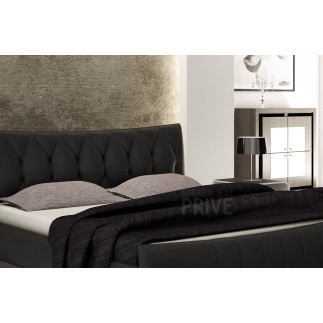 Lit en cuir italien de luxe CAMILLE, noir, 180x200