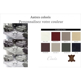 Ensemble avec 4 relax électriques, Canapé 3 places et 2 places en cuir italien buffle TOPRELAX, couleur personnalisée