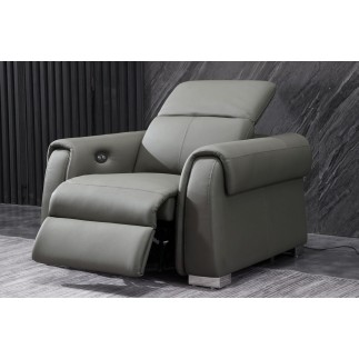 Ensemble avec 4 relax électriques, Canapé 3 places et 2 places en cuir italien buffle TOPRELAX, gris foncé