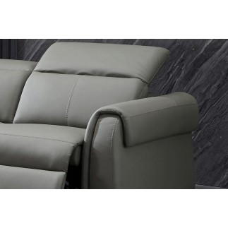 Canapé 2 places avec 2 relax électriques en cuir italien buffle TOPRELAX, gris foncé