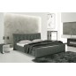 Lit en cuir italien de luxe CAMILLE, gris foncé, 160x200