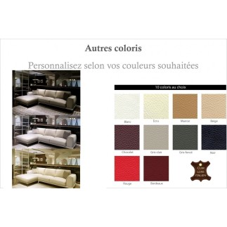 - Canapé d'angle en cuir italien 5 places ENZO, couleur personnalisée, angle gauche