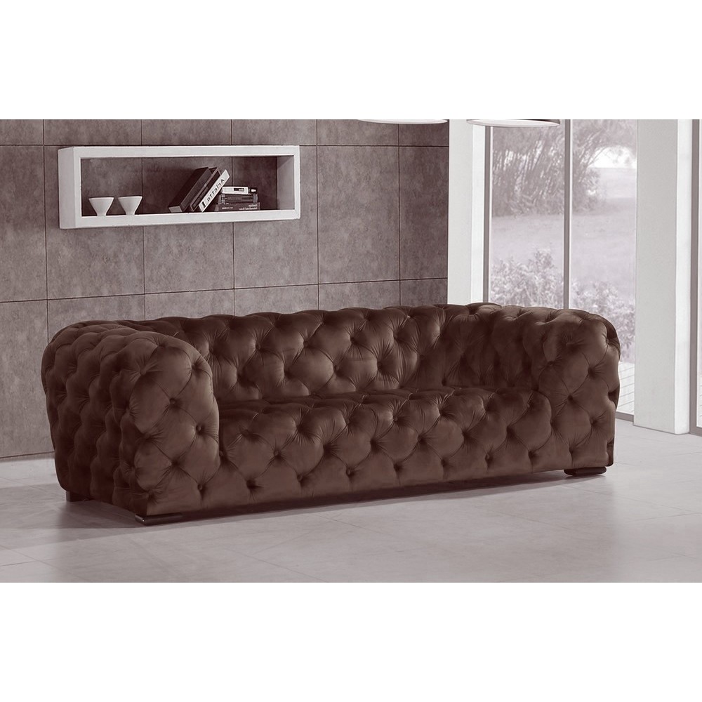 Canapé 4 places BELINA en tissu haut de gamme, coloris chocolat