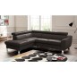 - Canapé d'angle convertible en cuir italien de luxe 5 places ASTRID, chocolat, angle gauche