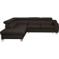 - Canapé d'angle convertible en cuir italien de luxe 5 places ASTRID, chocolat, angle gauche
