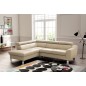 - Canapé d'angle convertible en cuir italien de luxe 5 places ASTRID, beige, angle gauche
