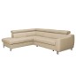 - Canapé d'angle convertible en cuir italien de luxe 5 places ASTRID, beige, angle gauche