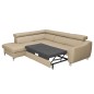- Canapé d'angle convertible en cuir italien de luxe 5 places ASTRID, beige, angle gauche