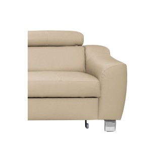 - Canapé d'angle convertible en cuir italien de luxe 5 places ASTRID, beige, angle gauche