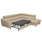 Canapé d'angle convertible en cuir italien de luxe 5 places ASTRID, beige, angle droit