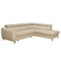 Canapé d'angle convertible en cuir italien de luxe 5 places ASTRID, beige, angle droit
