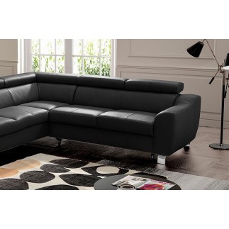 Canapé d'angle convertible en cuir italien de luxe 5 places ASTRID, noir, angle gauche