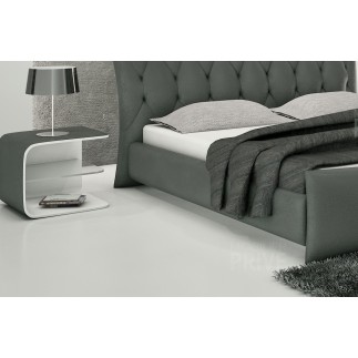 Lit en cuir italien de luxe CAMILLE, gris foncé.