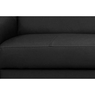 Canapé d'angle convertible en cuir italien de luxe 5 places ASTRID, noir, angle droit