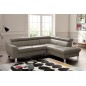 Canapé d'angle convertible en cuir italien de luxe 5 places ASTRID, taupe, angle droit