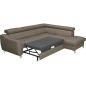 Canapé d'angle convertible en cuir italien de luxe 5 places ASTRID, taupe, angle droit