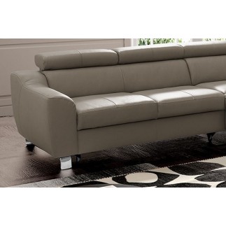 Canapé d'angle convertible en cuir italien de luxe 5 places ASTRID, taupe, angle droit