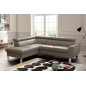 Canapé d'angle convertible en cuir italien de luxe 5 places ASTRID, taupe, angle gauche