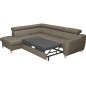 Canapé d'angle convertible en cuir italien de luxe 5 places ASTRID, taupe, angle gauche