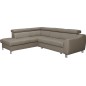 Canapé d'angle convertible en cuir italien de luxe 5 places ASTRID, taupe, angle gauche