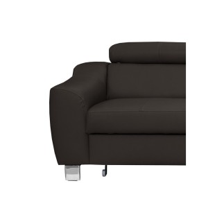 Canapé d'angle convertible en cuir italien de luxe 5 places ASTRID, chocolat, angle droit