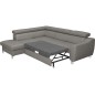 Canapé d'angle convertible en cuir italien de luxe 5 places ASTRID, gris clair, angle gauche