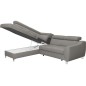 Canapé d'angle convertible en cuir italien de luxe 5 places ASTRID, gris clair, angle gauche