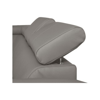 Canapé d'angle convertible en cuir italien de luxe 5 places ASTRID, gris clair, angle gauche
