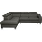 Canapé d'angle convertible en cuir italien de luxe 5 places ASTRID, gris foncé, angle gauche