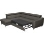 Canapé d'angle convertible en cuir italien de luxe 5 places ASTRID, gris foncé, angle gauche