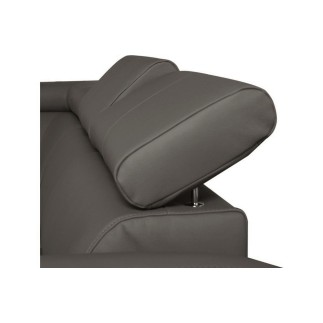 Canapé d'angle convertible en cuir italien de luxe 5 places ASTRID, gris foncé, angle gauche