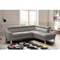 Canapé d'angle convertible en cuir italien de luxe 5 places ASTRID, gris clair, angle droit