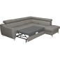 Canapé d'angle convertible en cuir italien de luxe 5 places ASTRID, gris clair, angle droit