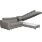 Canapé d'angle convertible en cuir italien de luxe 5 places ASTRID, gris clair, angle droit