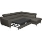 Canapé d'angle convertible en cuir italien de luxe 5 places ASTRID, gris foncé, angle droit