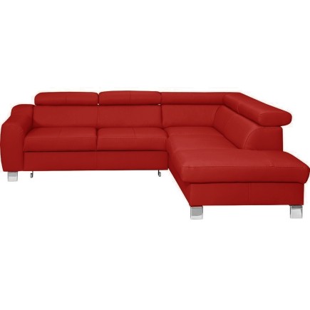 Canapé d'angle convertible en cuir italien de luxe 5 places ASTRID, rouge foncé, angle droit