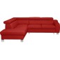 - Canapé d'angle convertible en cuir italien de luxe 5 places ASTRID, rouge foncé, angle gauche