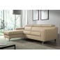 Canapé d'angle convertible en cuir italien de luxe 5 places ASTORIA, beige, angle gauche