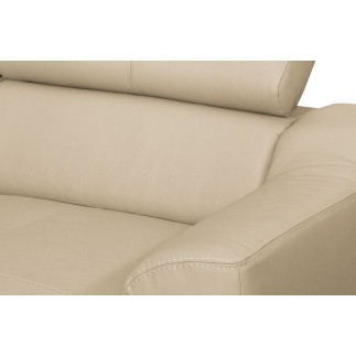Canapé d'angle convertible en cuir italien de luxe 5 places ASTORIA, beige, angle gauche