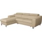 Canapé d'angle convertible en cuir italien de luxe 5 places ASTORIA, beige, angle gauche